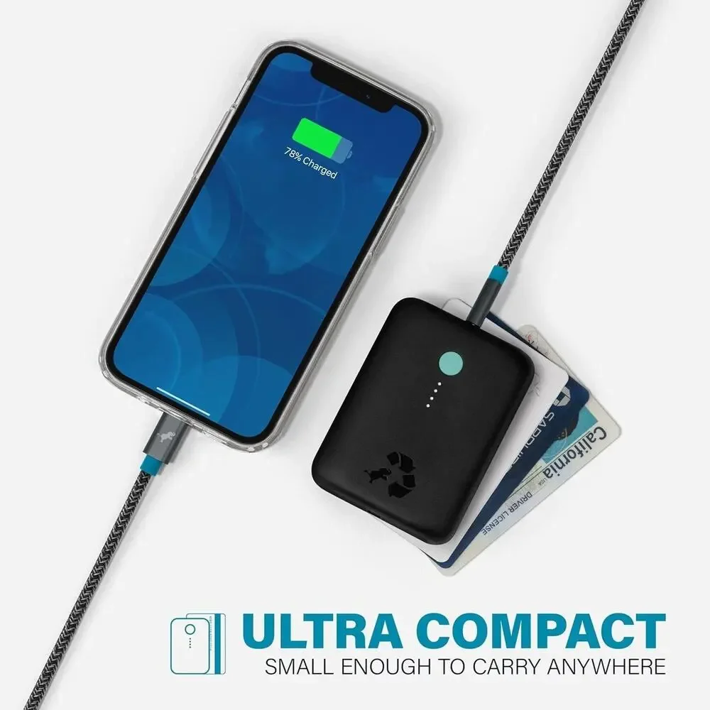 Nimble Champ Lite 5K Portable Charger, 15W USB-C Fast Charging Power Bank, Black